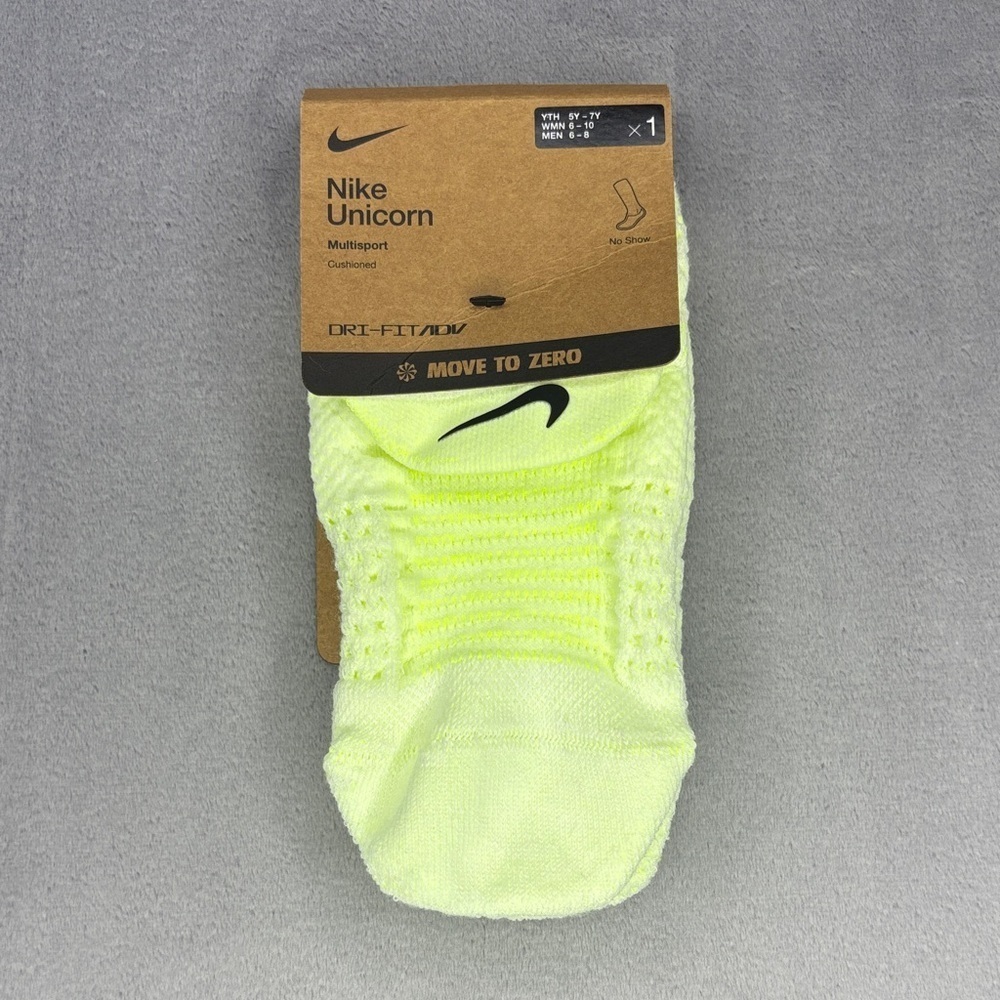 Nike Dri-FIT ADV No Show Socks Neon Yellow Sz M 6-10 Women 6-8 Men
